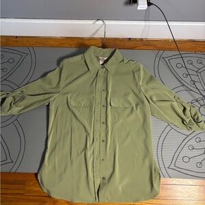 Green Button-Up Blouse